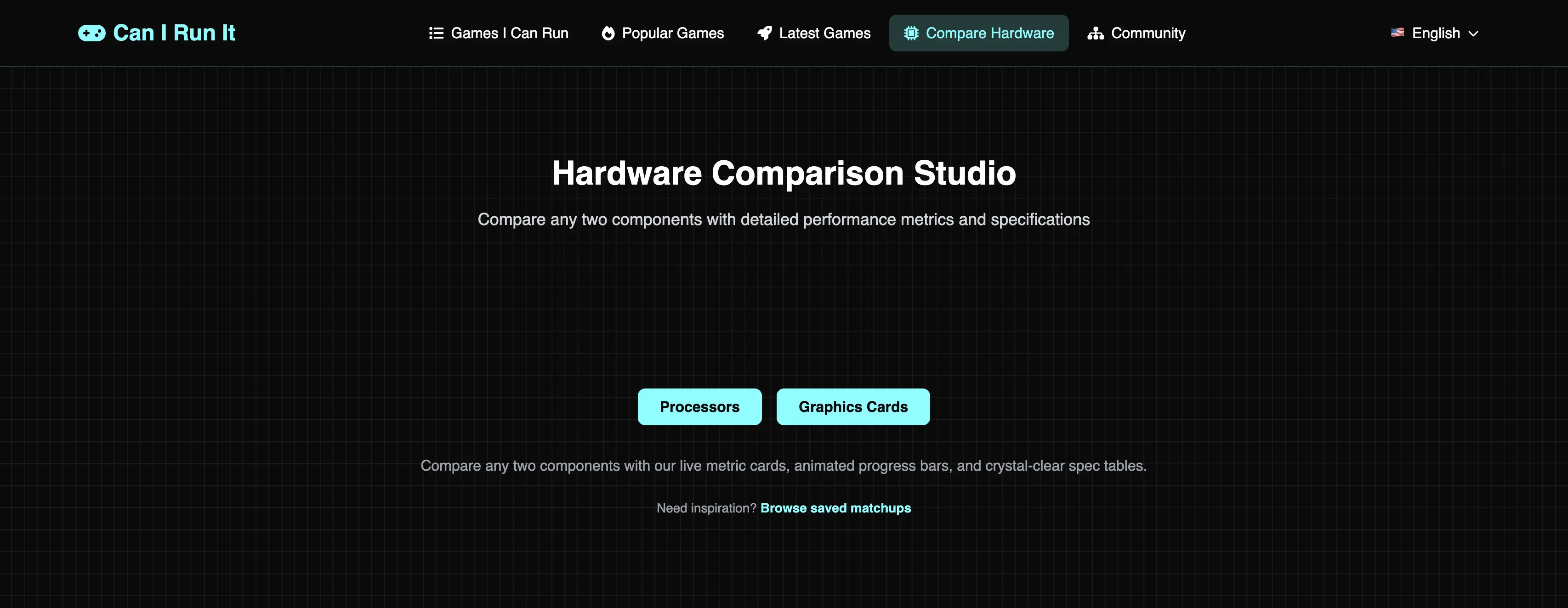 Hardware comparison page comparing two CPUs or two GPUs with specifications and performance summary.